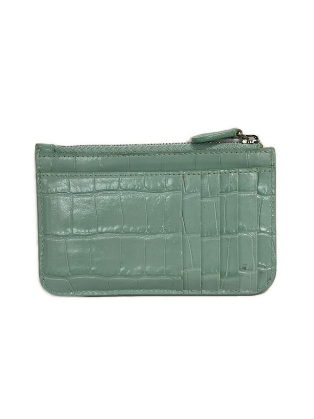 ★SOLD★ Balenciaga Coin Case Light Blue Embossed Card Leather - Picture 2 of 7